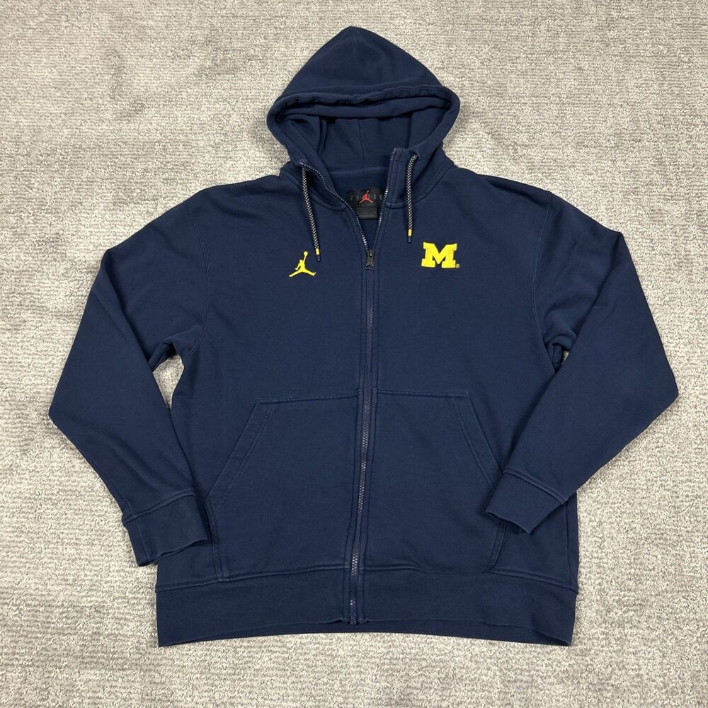 Michigan Wolverines Hoodie Sweatshirt Mens Large Jordan Jumpman Full Zip NCAA